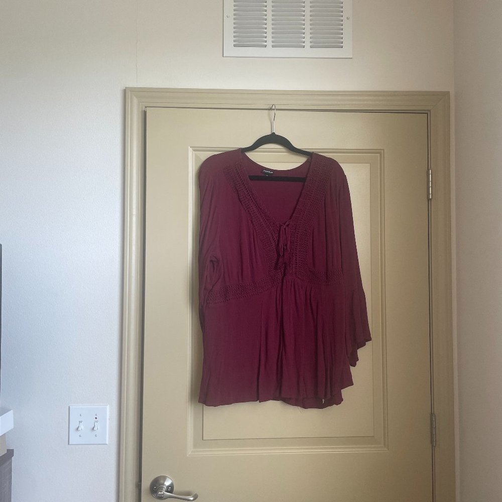 Red flowy sleeved top